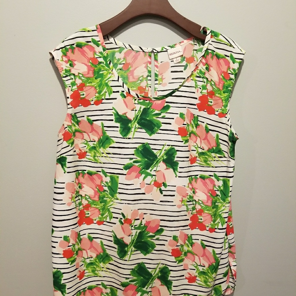 Merona sleeveless striped floral top